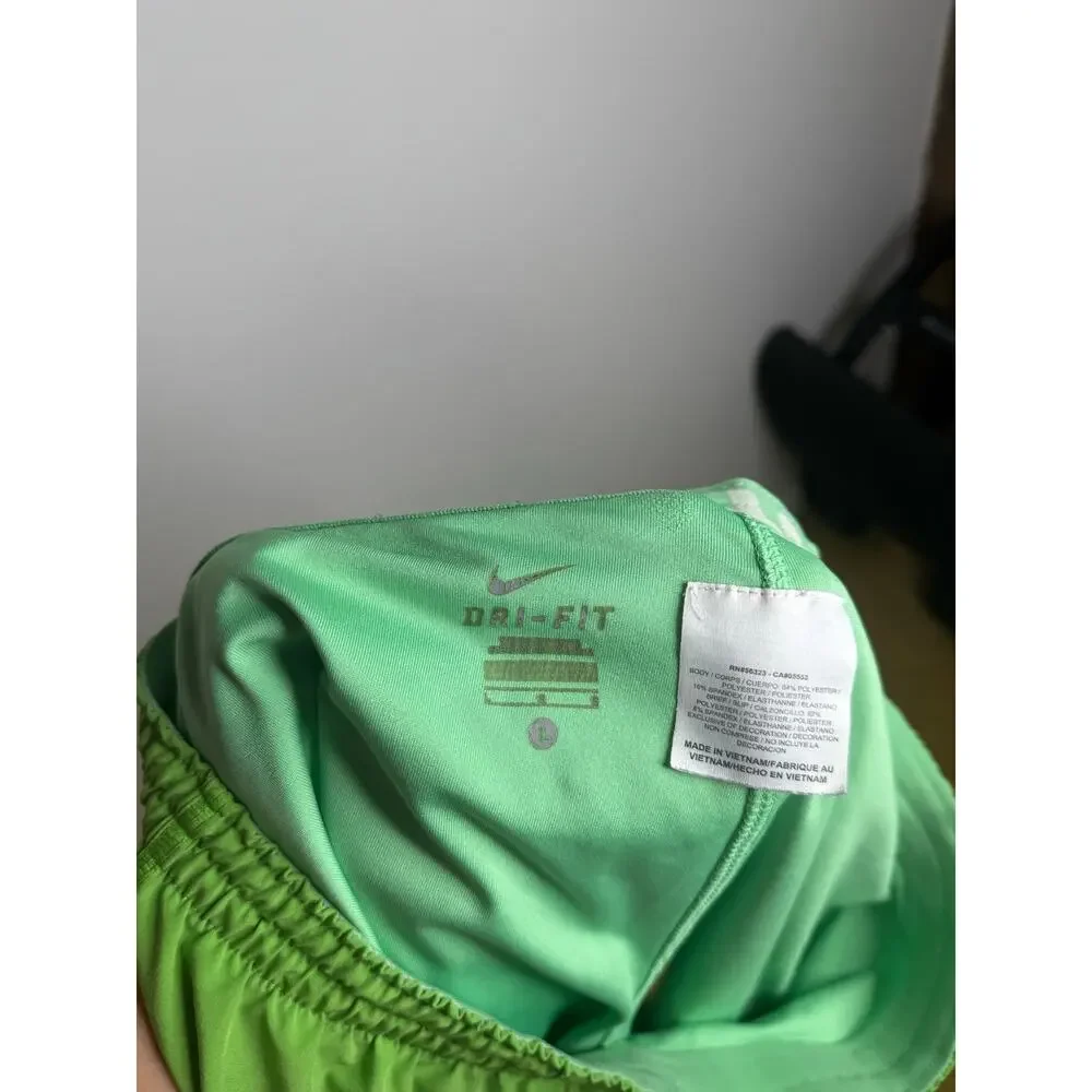 Nike Dri Fit Green Running Shorts Lined Athletic Workout Sz: Large